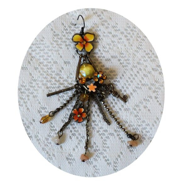 NEW Handcrafted Floral Long Drop Beaded Earrings Women Fashion Jewelry Gifts - Picture 3 of 5